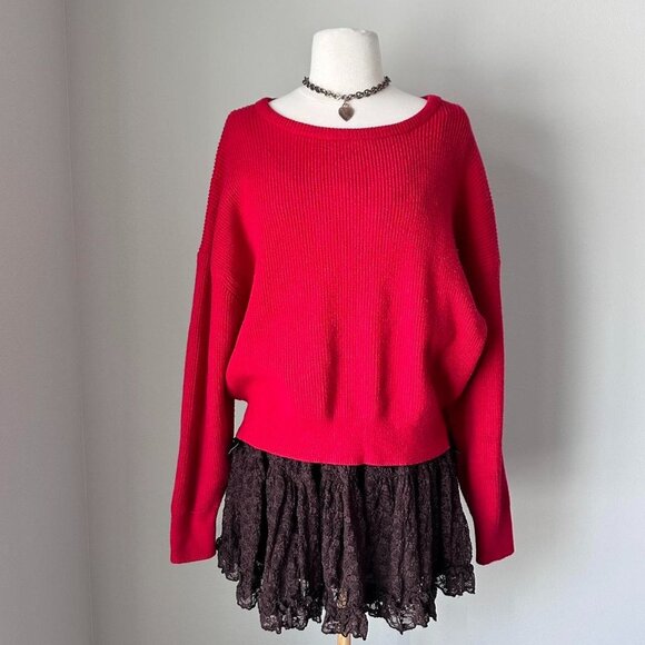 Zara Red Knit Pullover Sweater with Tie Back - Picture 1 of 6